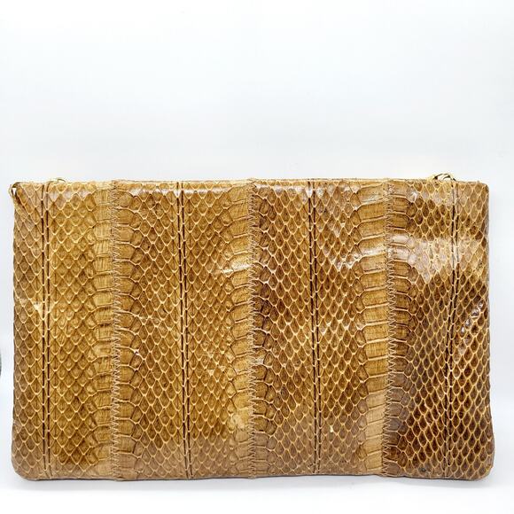 Clemente Brown Snakeprint Faux Leather Detachable Strap Shoulder Bag - Picture 2 of 11